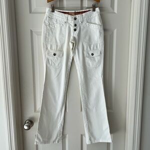 Zanadi White Y2K Cargo Flare Jeans